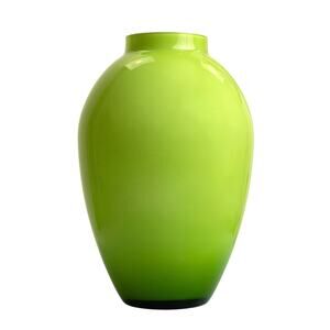 Vintage Piet Hein Super Vase In Lime Green Cased Glass - Danish MCM - 23cm
